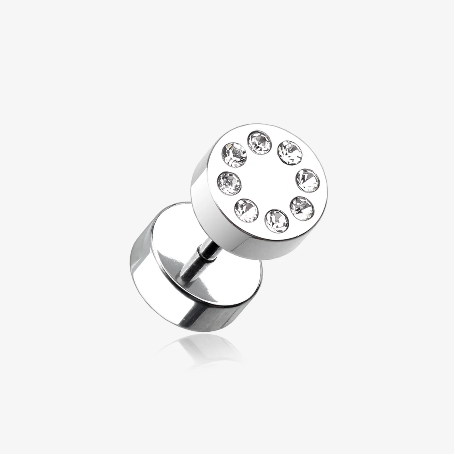 A Pair of Multi Gem Encircled Steel Fake Plug Earring