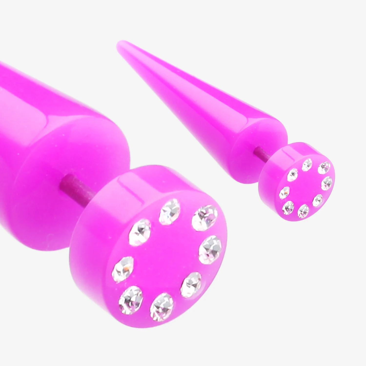 A Pair of Multi Gem Solid Acrylic Faux Taper Earring* - Image 2