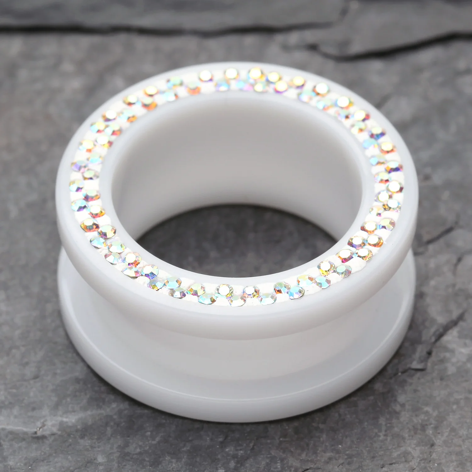 A Pair of Multi-Gem Sparkle Acrylic Flesh Tunnel Ear Gauge Plug - Image 2