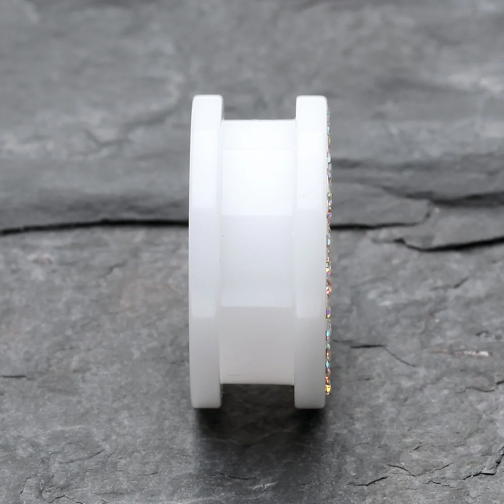 A Pair of Multi-Gem Sparkle Acrylic Flesh Tunnel Ear Gauge Plug - Image 3