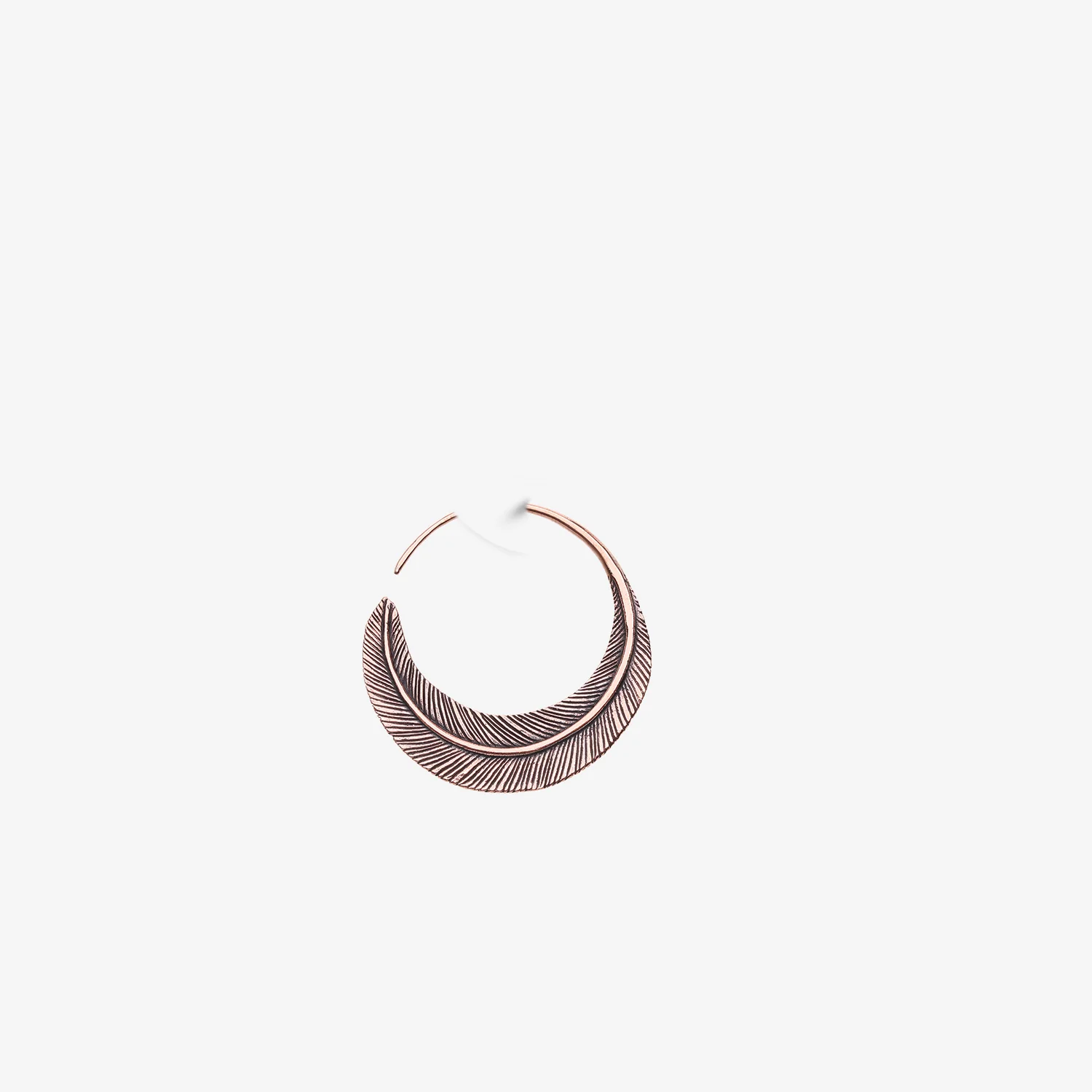 A Pair of Mystic Feather Loop Copper Plug Hoop Earring - Image 2