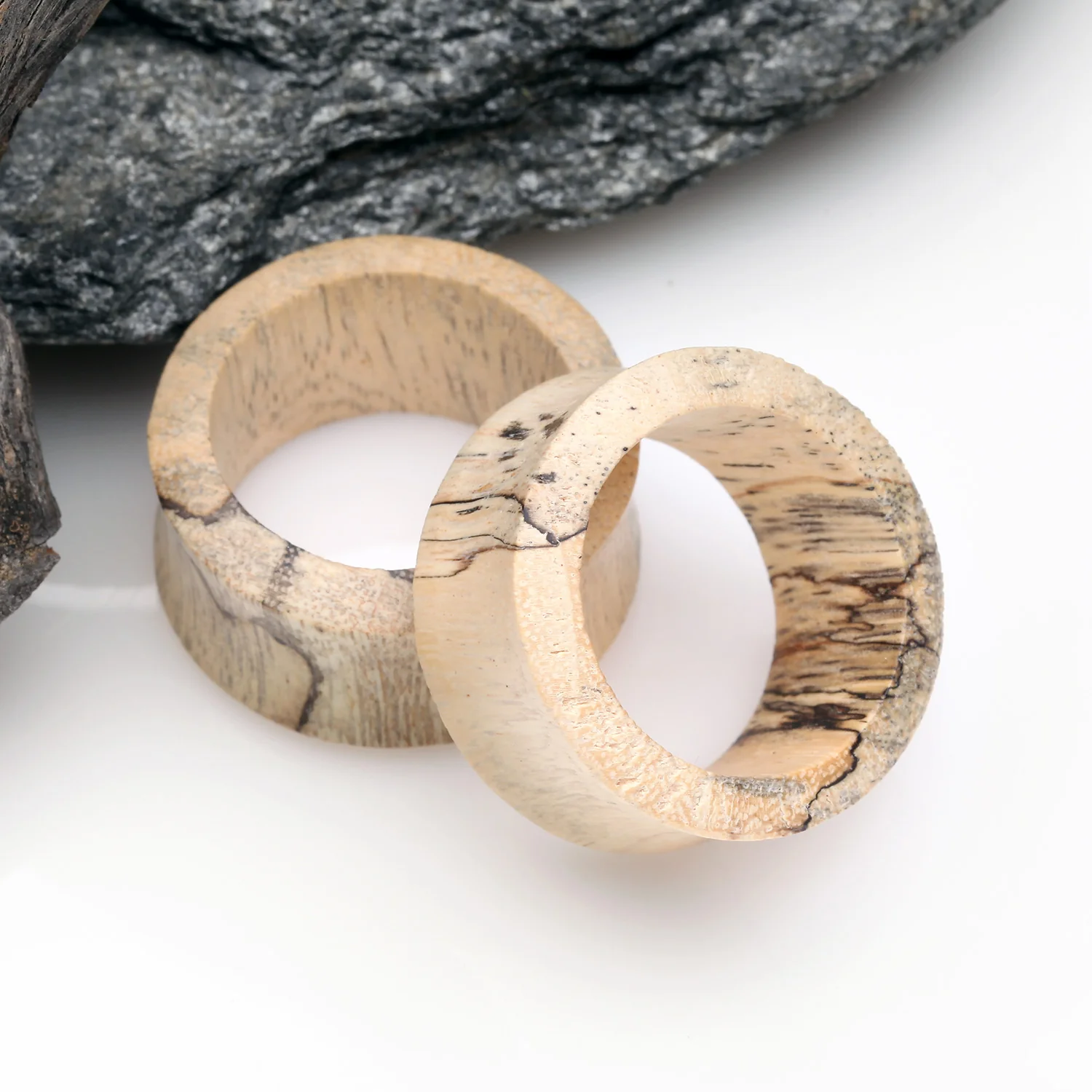 A Pair of Old Tamarind Wood Double Flared Tunnel Plug - Image 2
