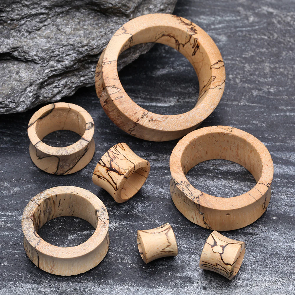 A Pair of Old Tamarind Wood Double Flared Tunnel Plug - Image 3