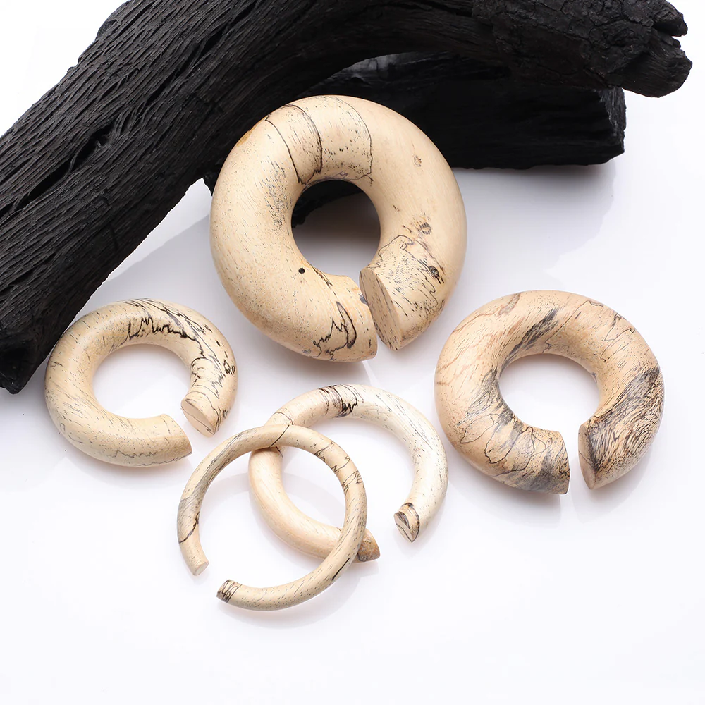A Pair Of Old Tamarind Wood Hoop Hanger Plug - Image 3