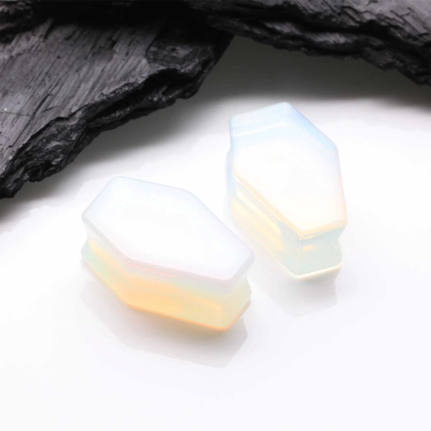 A Pair of Opalite Stone Casket Double Flared Plug - Image 2