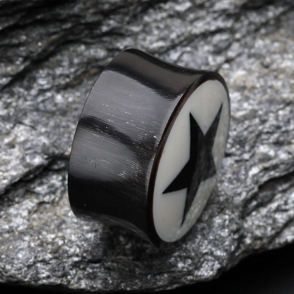 A Pair of Organic Horn Nova Star Ear Gauge Plug - Image 3