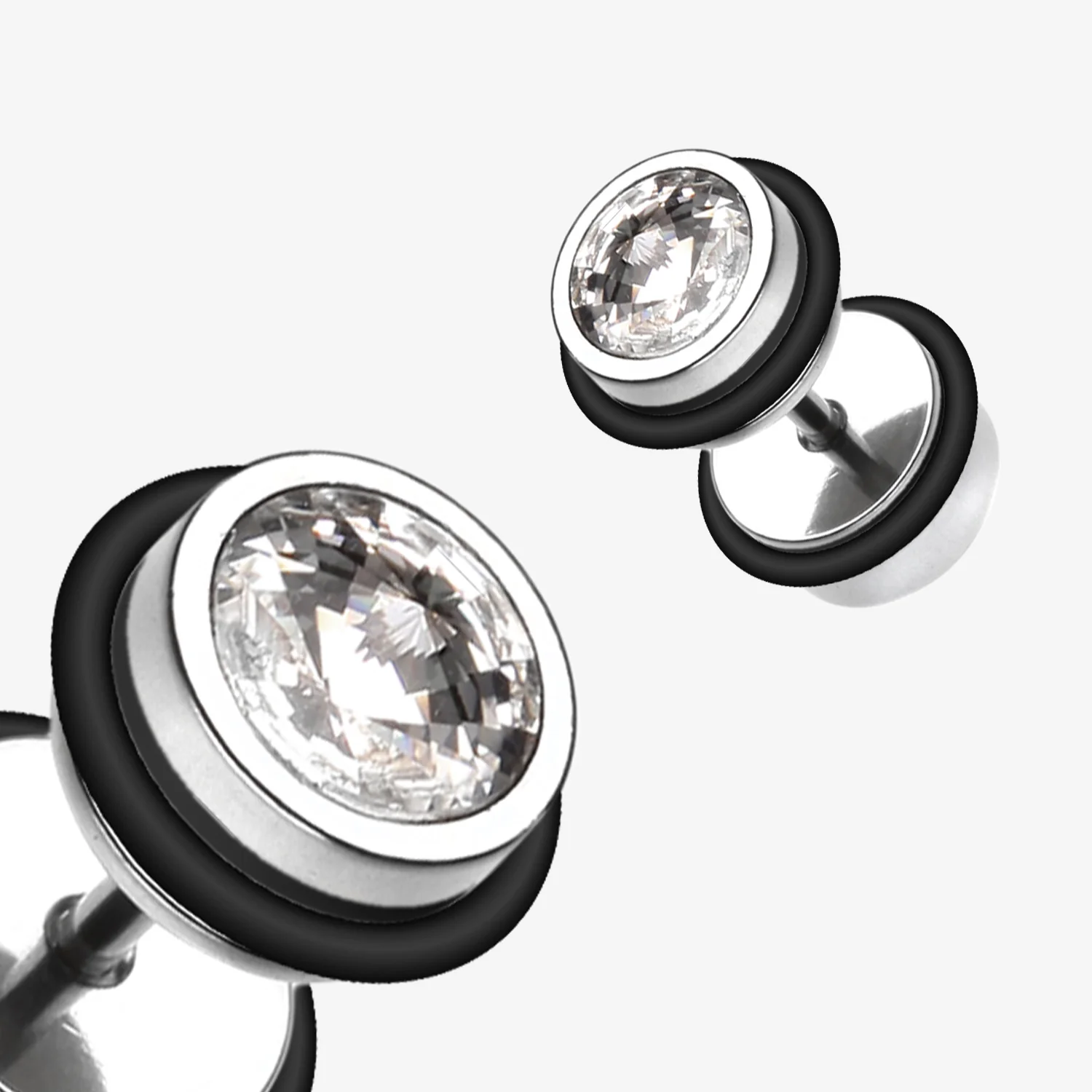 A Pair of Pointy Crystalline Faux Gauge Plug Earring - Image 2