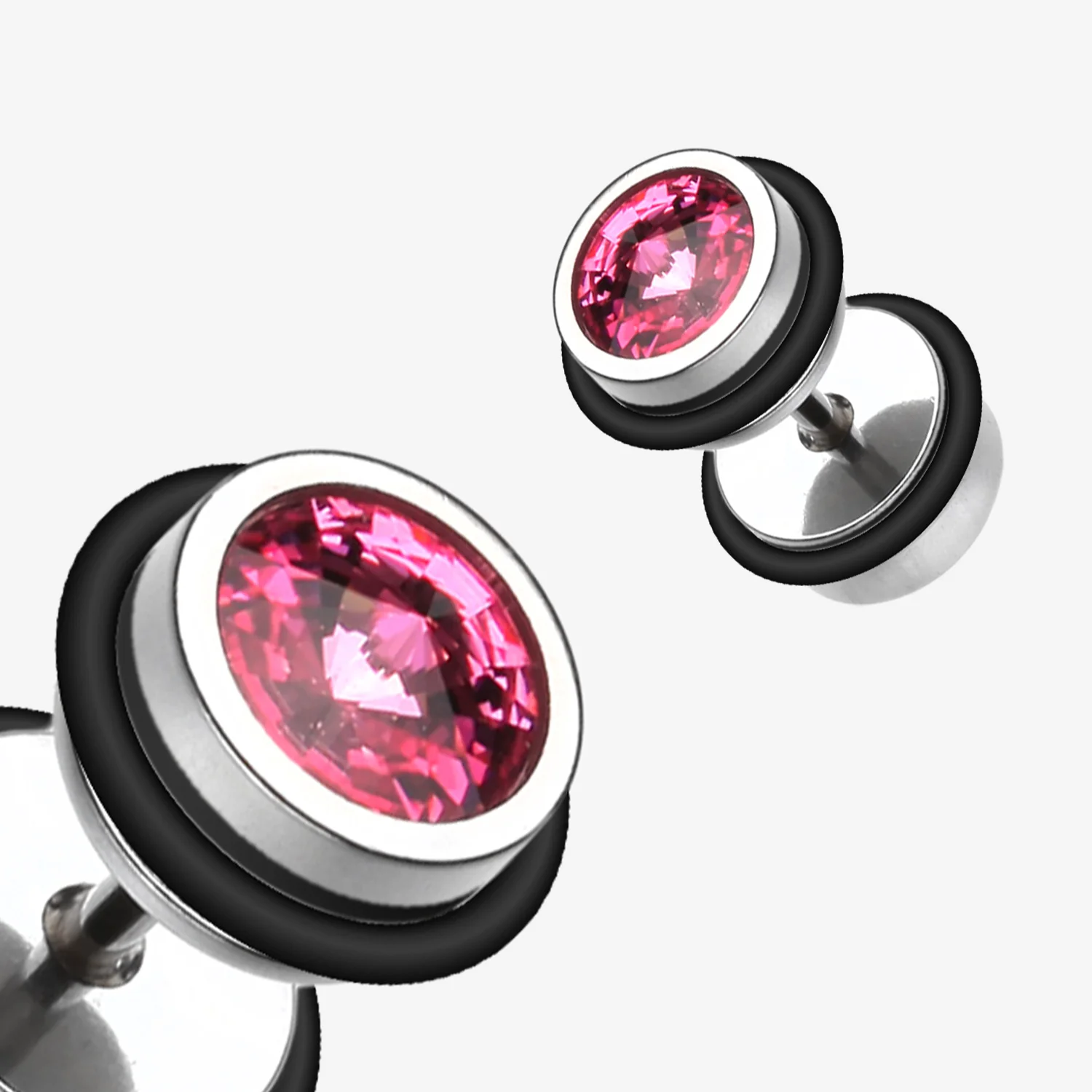 A Pair of Pointy Crystalline Faux Gauge Plug Earring - Image 2