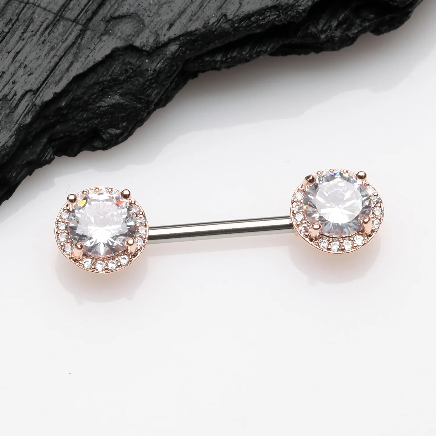 A Pair of Rose Gold Brilliant Multi-Gem Sparkle Nipple Barbell - Image 2