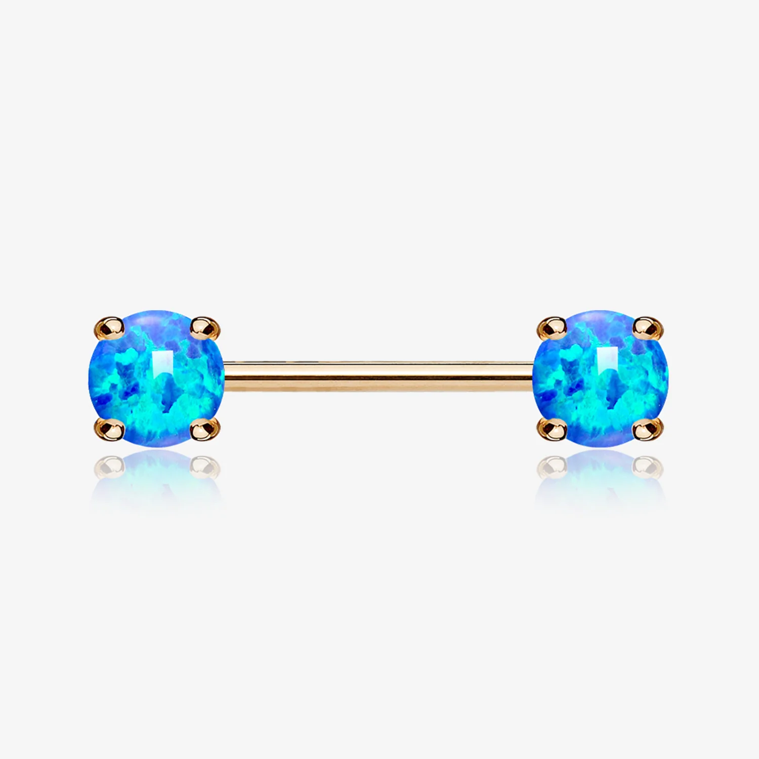 A Pair of Rose Gold Fire Opal Prong Set Sparkle Nipple Barbell