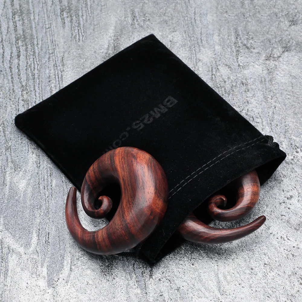 A Pair of Rosewood Spiral Hanger Plug - Image 5