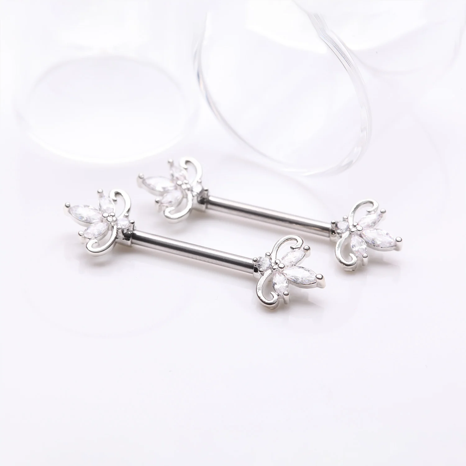 A Pair of Royal Marquise Elegance Sparkle Nipple Barbell - Image 2