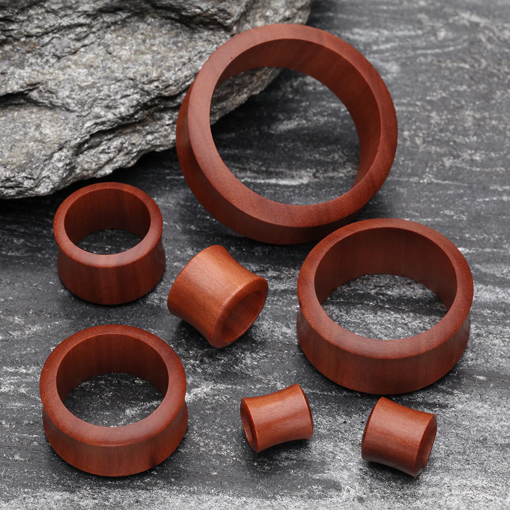 A Pair of Sabo Wood Double Flared Tunnel Plug - Image 3