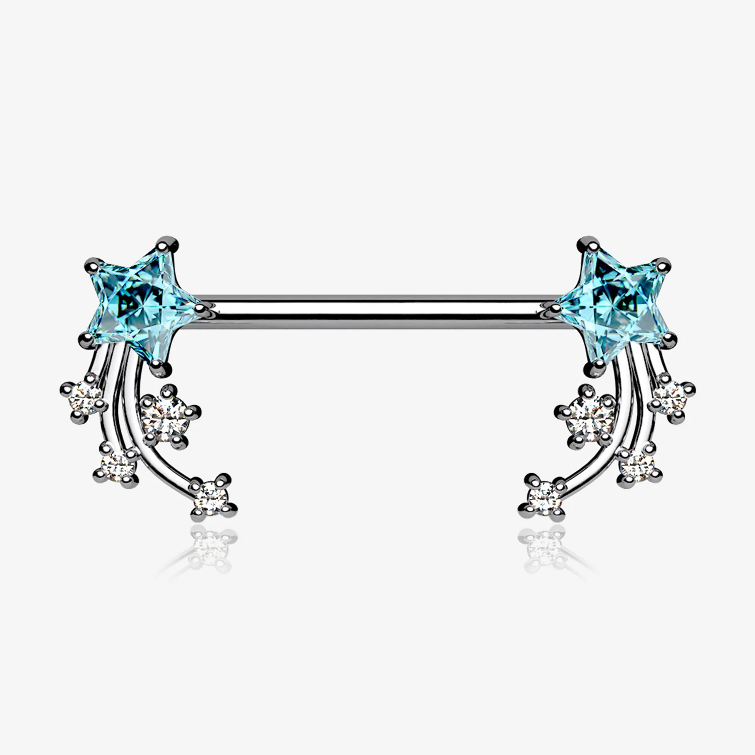 A Pair of Shooting Star Sparkles Nipple Barbell