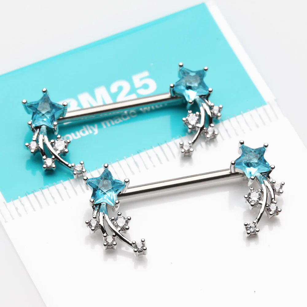A Pair of Shooting Star Sparkles Nipple Barbell - Image 3