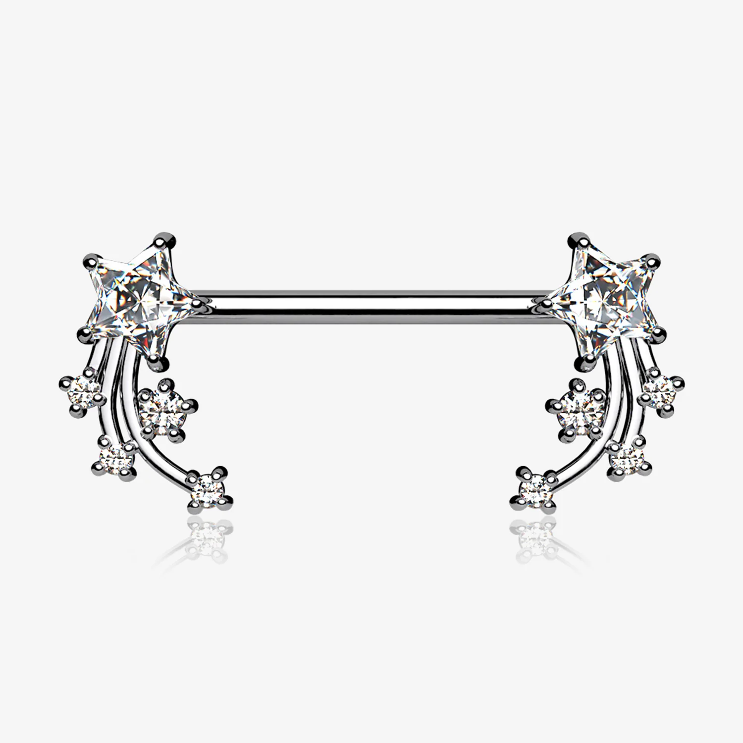 A Pair of Shooting Star Sparkles Nipple Barbell