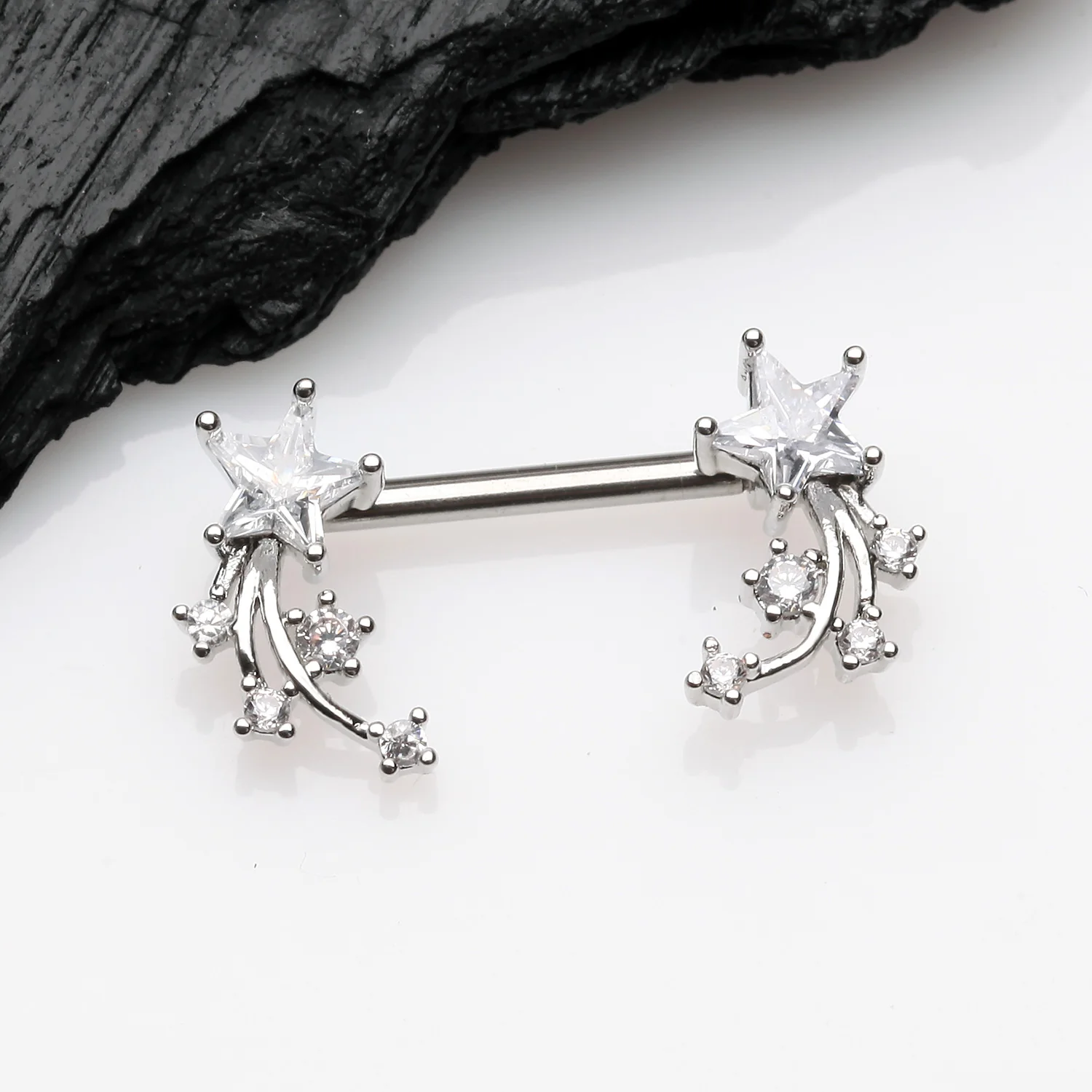 A Pair of Shooting Star Sparkles Nipple Barbell - Image 2