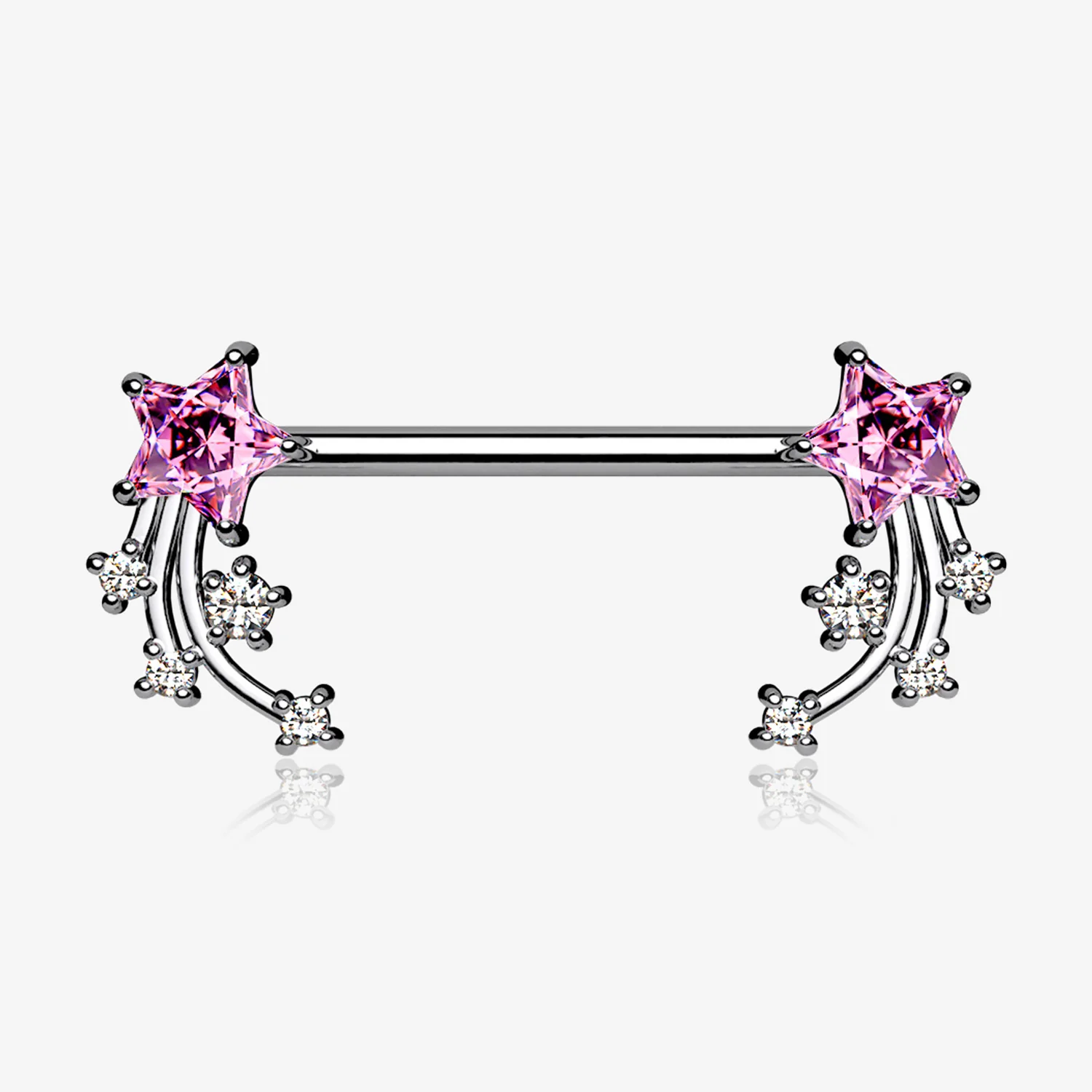 A Pair of Shooting Star Sparkles Nipple Barbell