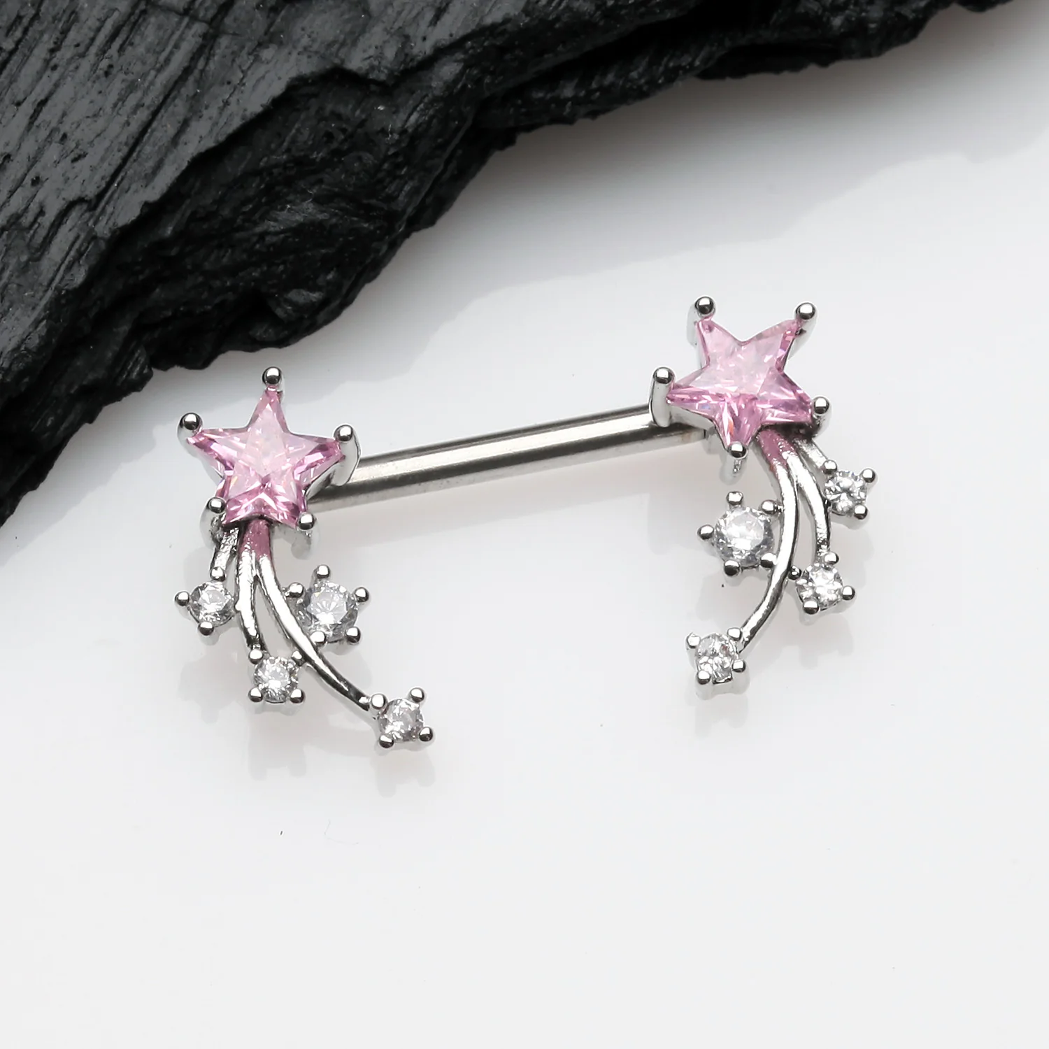A Pair of Shooting Star Sparkles Nipple Barbell - Image 2