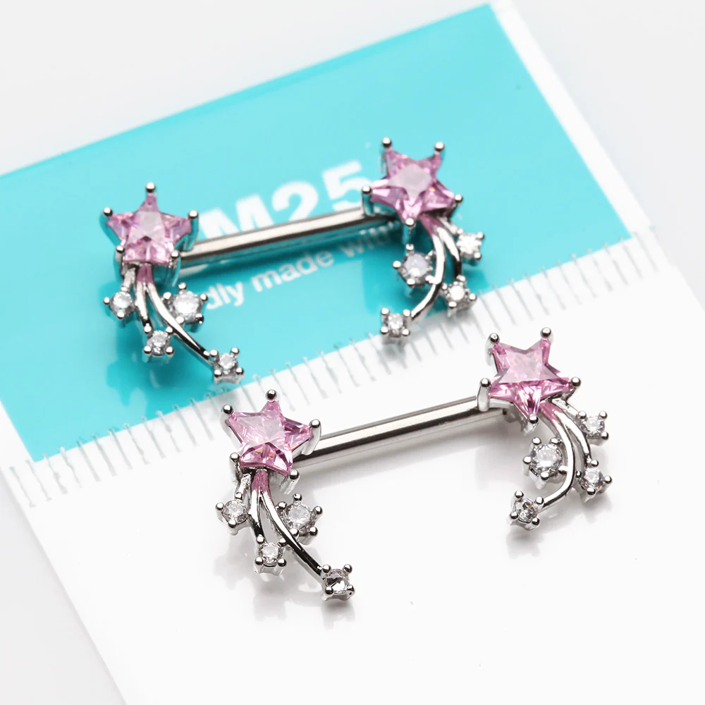 A Pair of Shooting Star Sparkles Nipple Barbell - Image 3