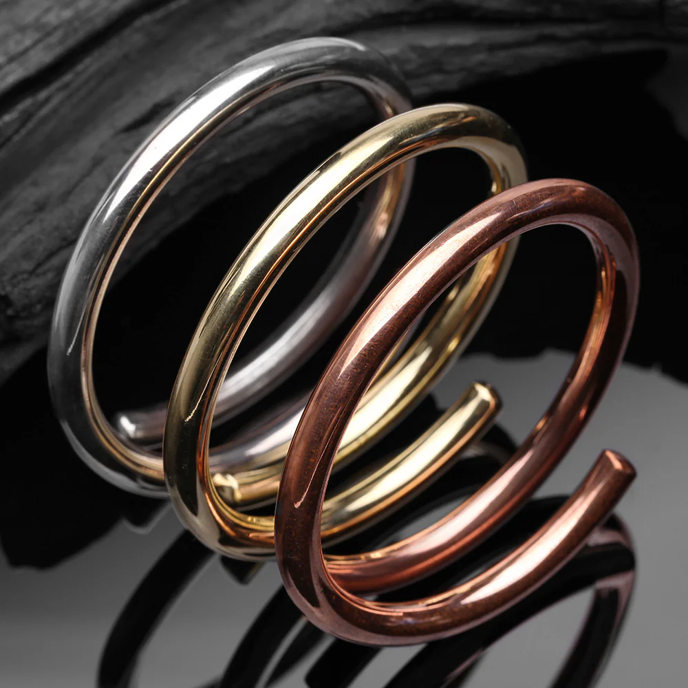 A Pair of Solid Golden Brass Spiral Hoop Ear Weight Hanger - Image 4