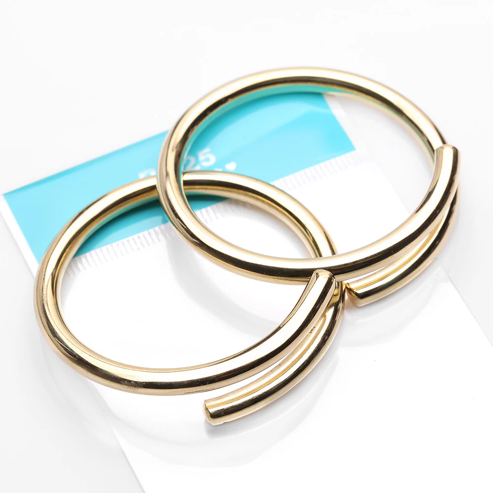 A Pair of Solid Golden Brass Spiral Hoop Ear Weight Hanger - Image 5