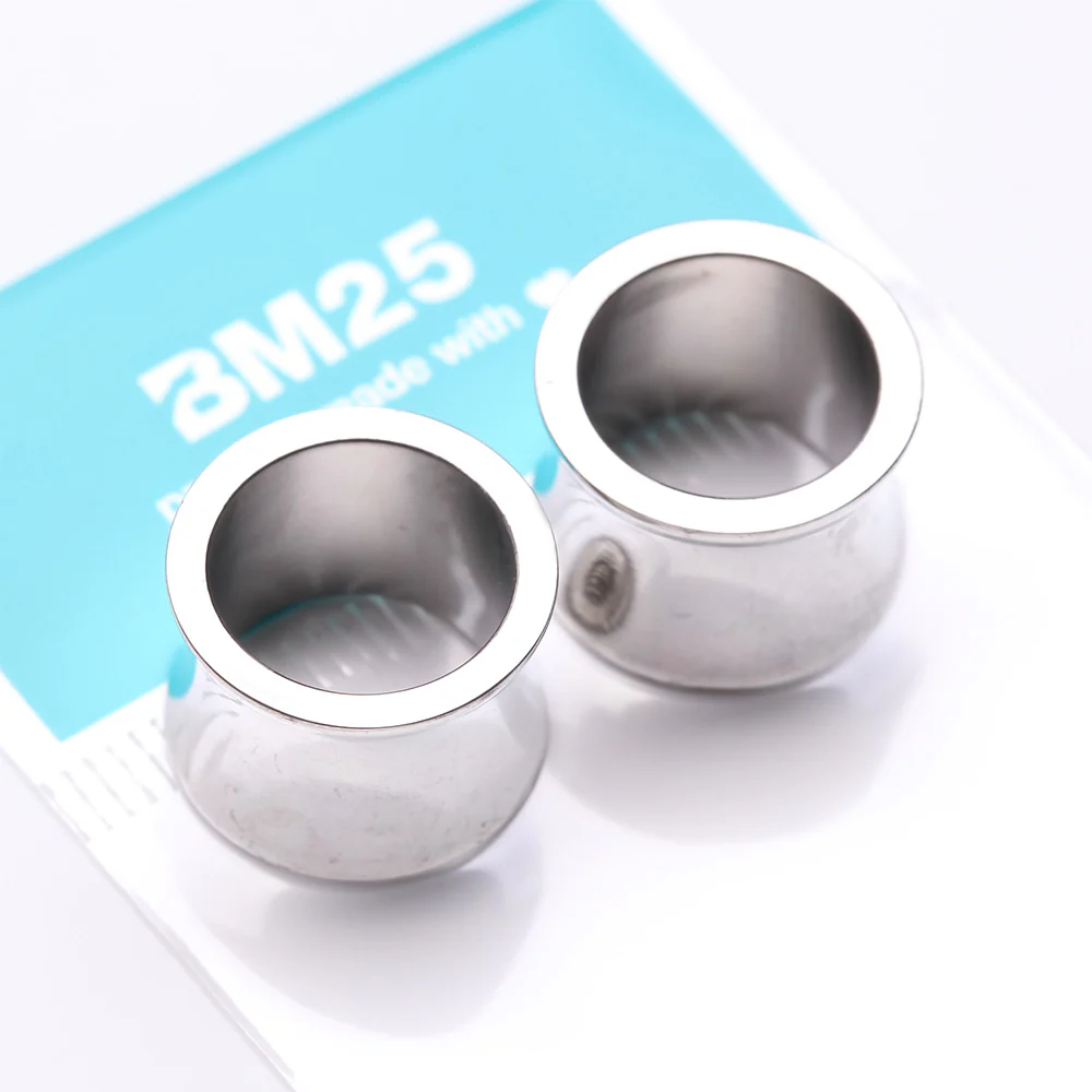A Pair of Solid Steel Double Flared Ear Gauge Tunnel Plug - Image 4