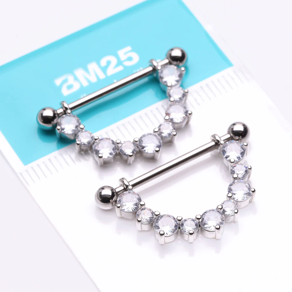 A Pair of Sparkle Elegance Multi-Gem Dangle Nipple Shield - Image 3