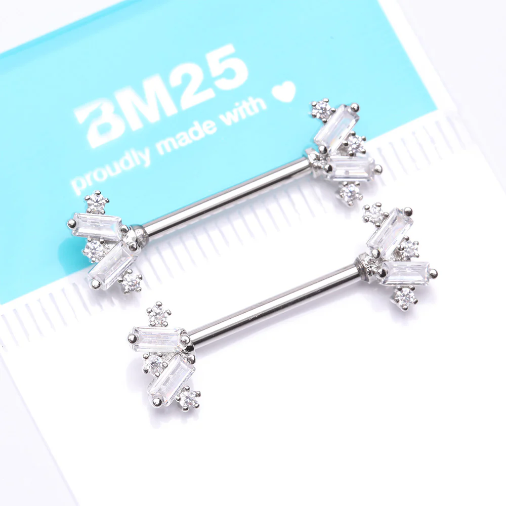 A Pair of Sparkle Overload ZigZag Nipple Barbell - Image 5