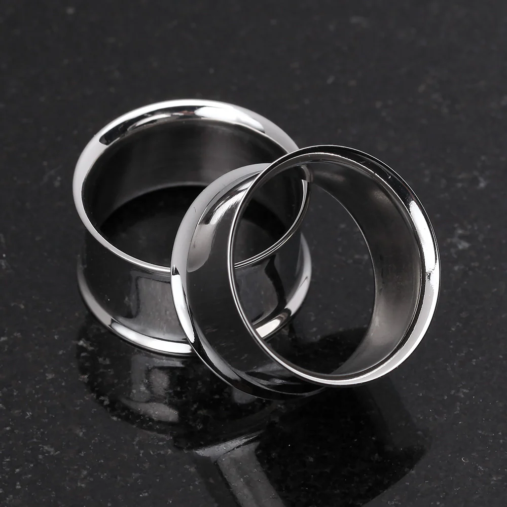A Pair of Steel Basic Double Flared Ear Gauge Tunnel Plug - Image 4