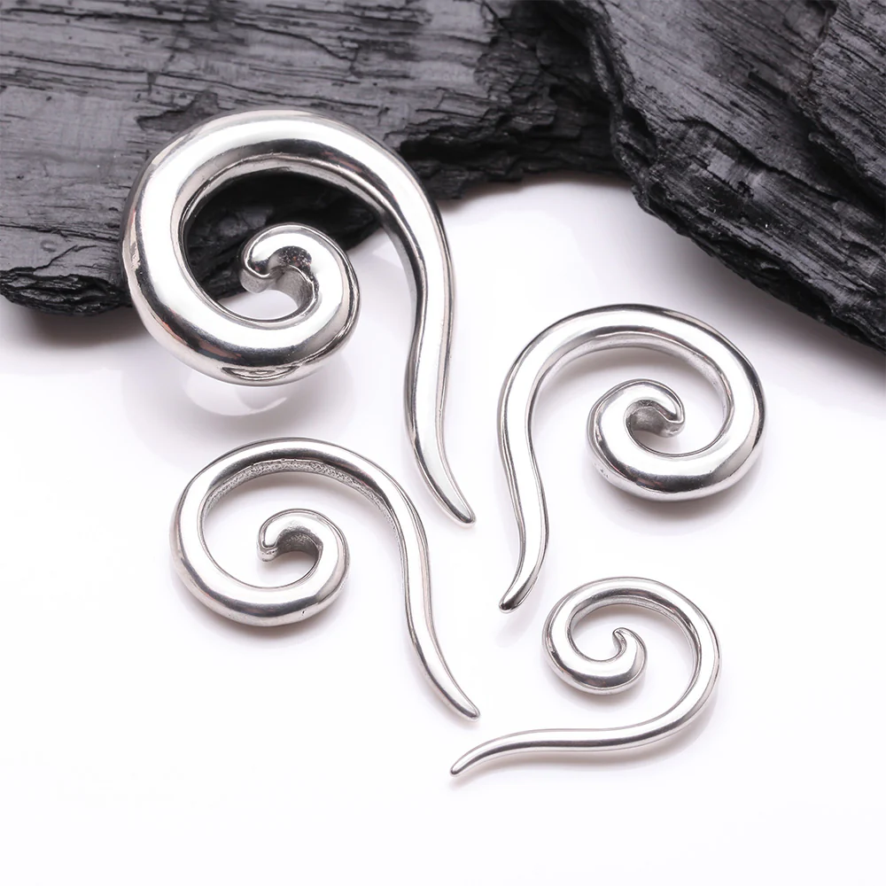 A Pair of Steel Spiral Tail Ear Weight Hanger Plug - Image 3
