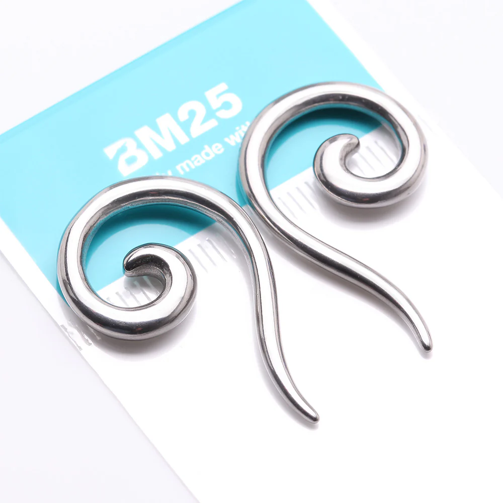 A Pair of Steel Spiral Tail Ear Weight Hanger Plug - Image 4
