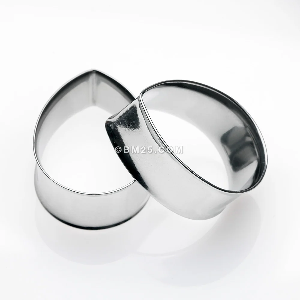A Pair of Steel Teardrop Basic Double Flared Ear Gauge Tunnel Plug - Image 2