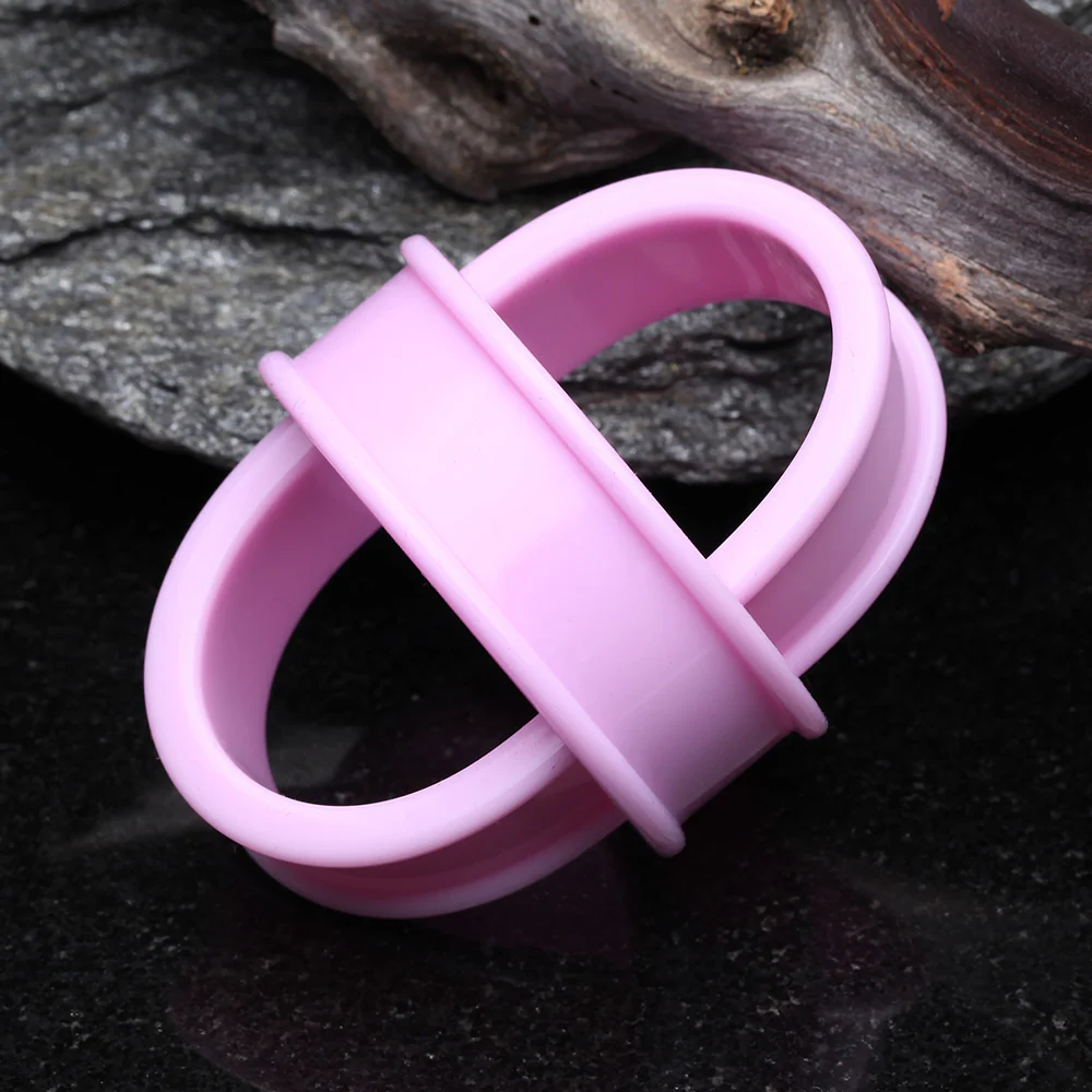 A Pair Of Supersize Soft Pastel Silicone Double Flared Tunnel Plug - Image 3