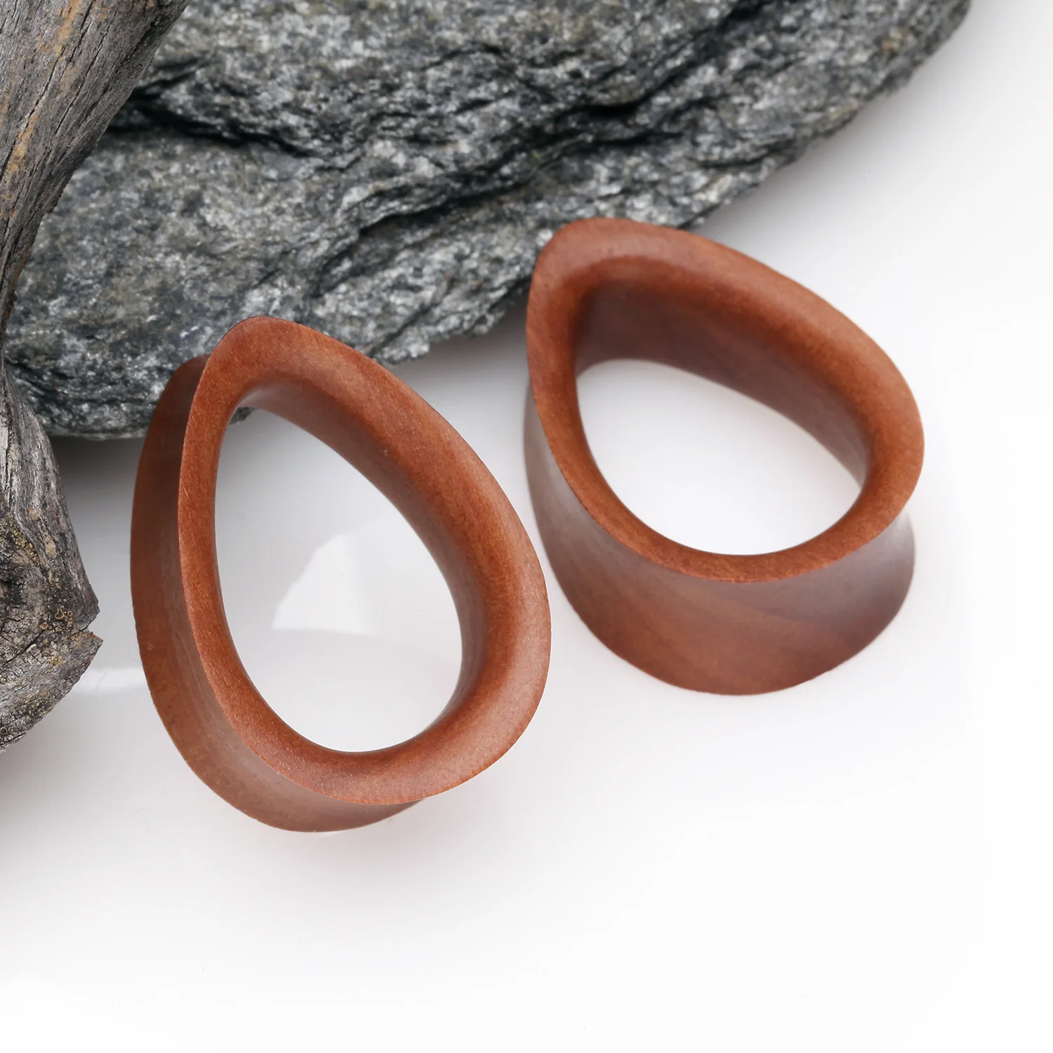 A Pair of Teardrop Sabo Wood Double Flared Tunnel Plug - Image 2