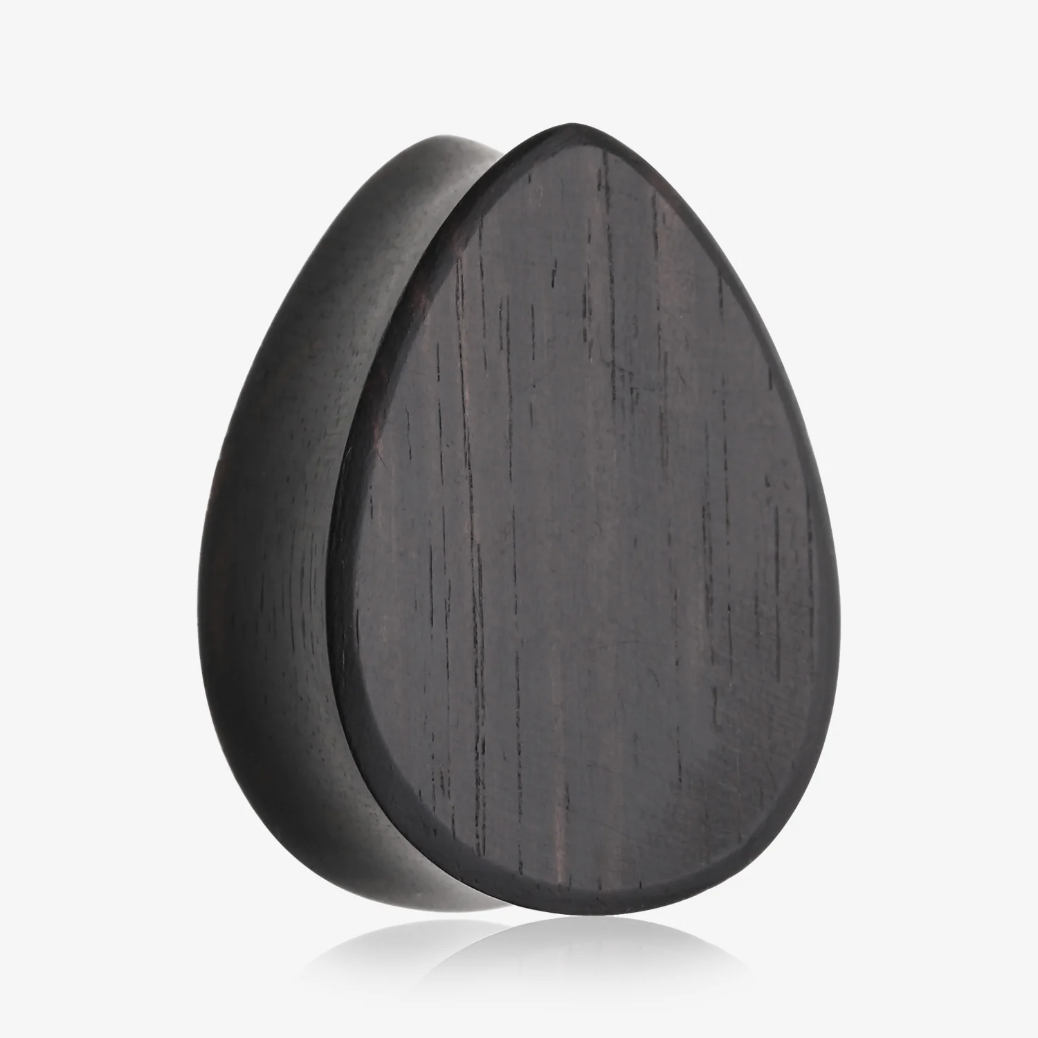 A Pair of Teardrop Tiger Ebony Wood Double Flared Plug