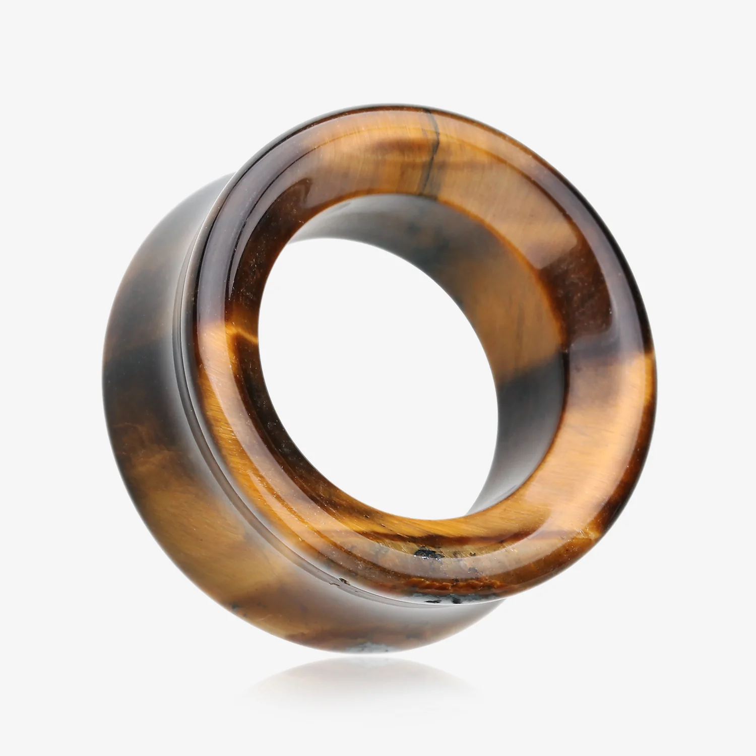 A Pair of Tiger Eye Stone Double Flared Eyelet Plug