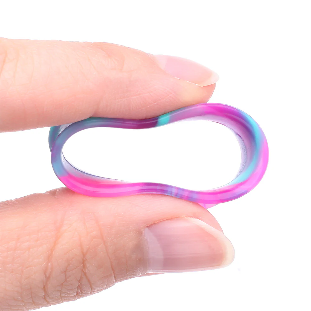 A Pair of Ultra Flexible Cosmic Flair Camo Silicone Double Flared Tunnel Plug - Image 4