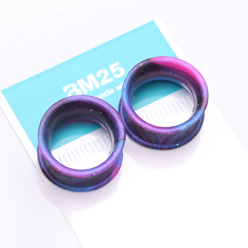 A Pair of Ultra Flexible Cosmo Galaxy Silicone Double Flared Tunnel Plug - Image 5