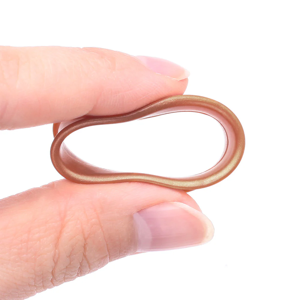 A Pair of Ultra Flexible Metallic Bronze Silicone Double Flared Tunnel Plug - Image 4
