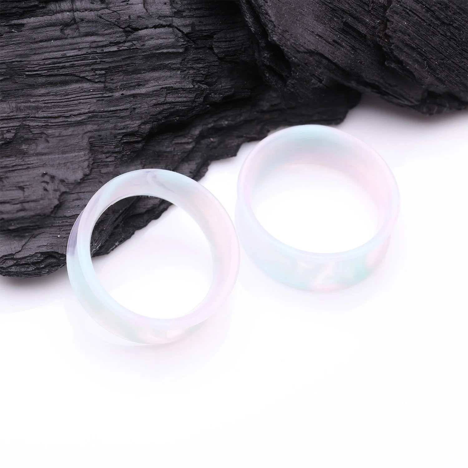 A Pair of Ultra Flexible Milky Way Silicone Double Flared Tunnel Plug - Image 2