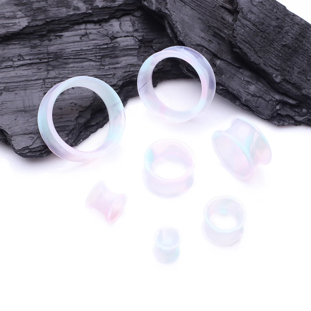 A Pair of Ultra Flexible Milky Way Silicone Double Flared Tunnel Plug - Image 3