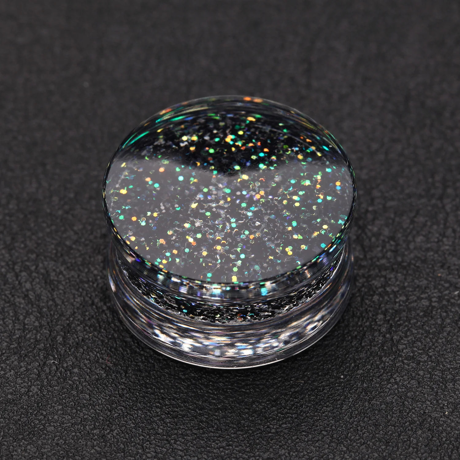 A Pair of Ultra Shine Glittered Double Flared Acrylic Ear Gauge Plug - Image 2