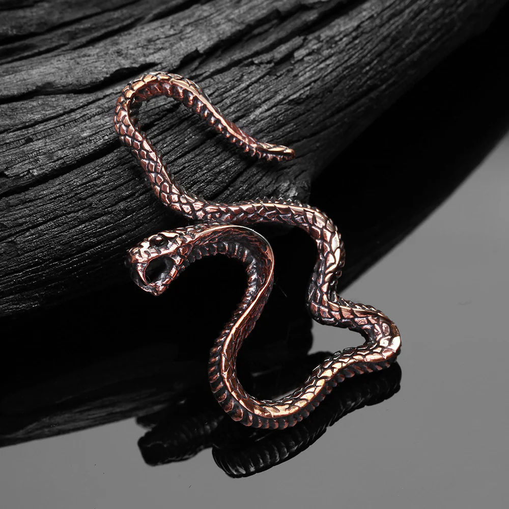 A Pair Of Vicious Cobra Snake Dance Copper Hoop Ear Weight Hanger - Image 3