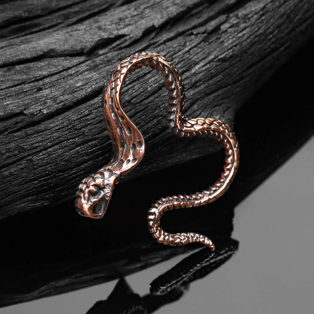 A Pair of Vicious Cobra Snake Swirl Copper Hoop Ear Weight Hanger - Image 3