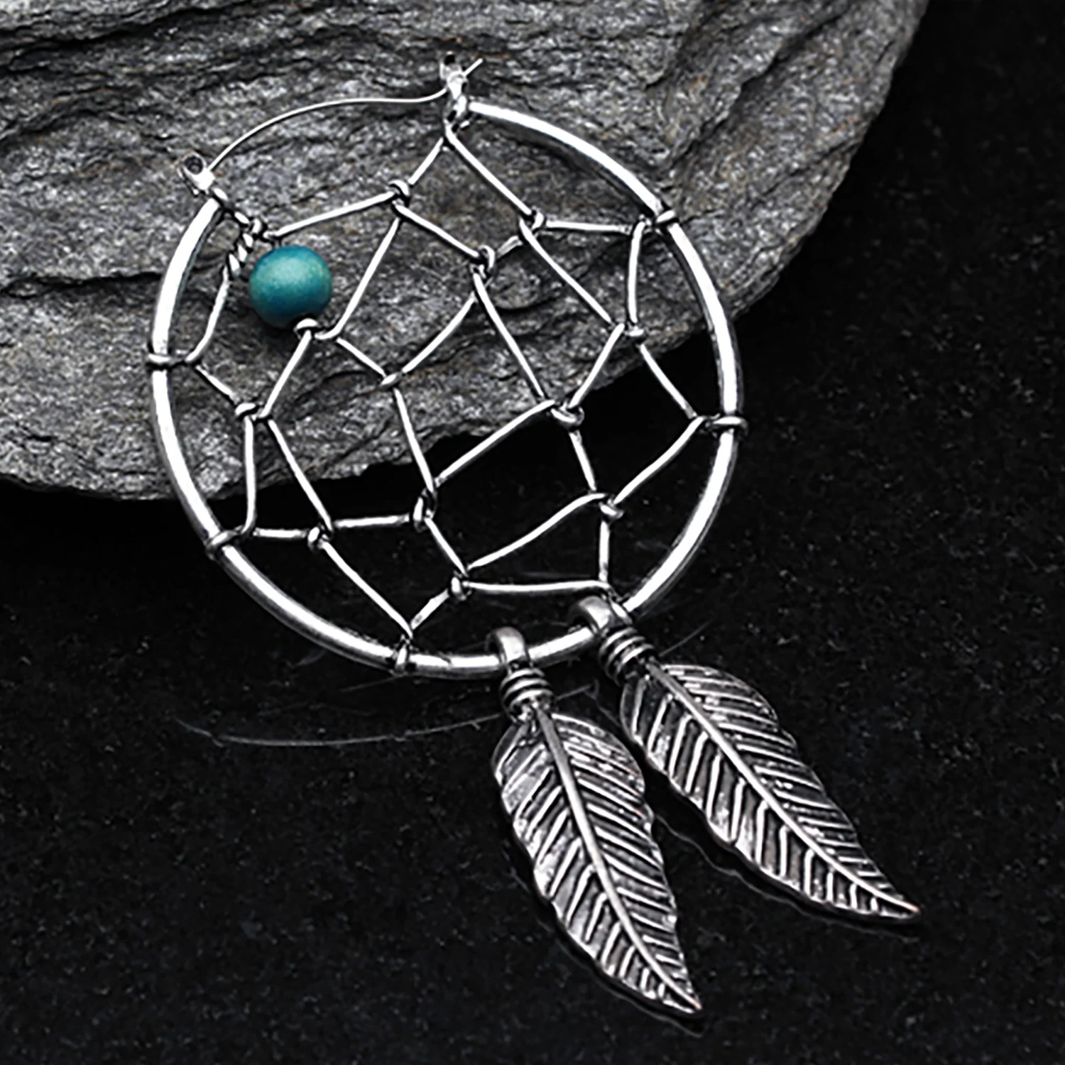 A Pair of Vintage Dreamcatcher Plug Hoop Earring - Image 2