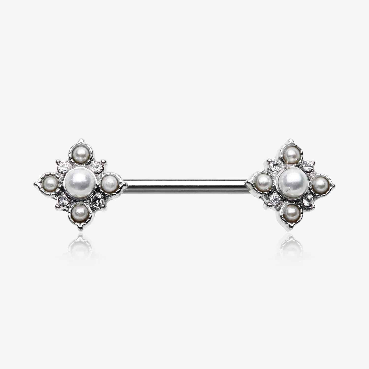 A Pair of Vintage Pearlescent Sparkle Floral Nipple Barbell