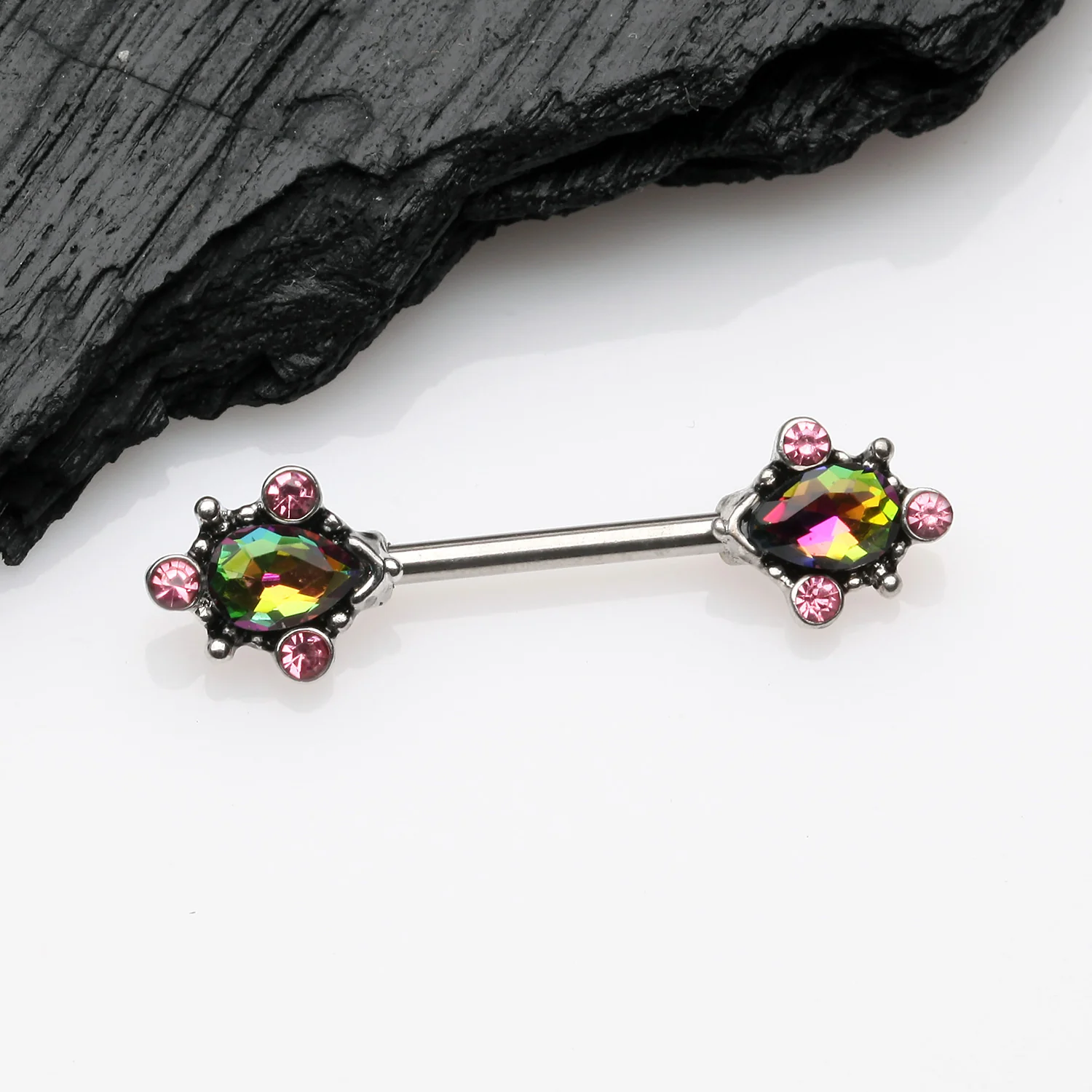 A Pair of Vintage Thorn Filigree Gem Sparkle Nipple Barbell - Image 2