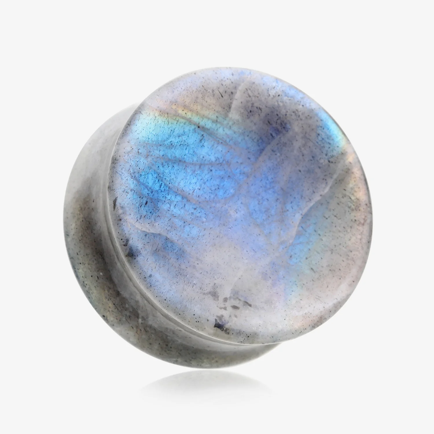 A Pair Of White Labradorite Concave Stone Double Flared Plug*