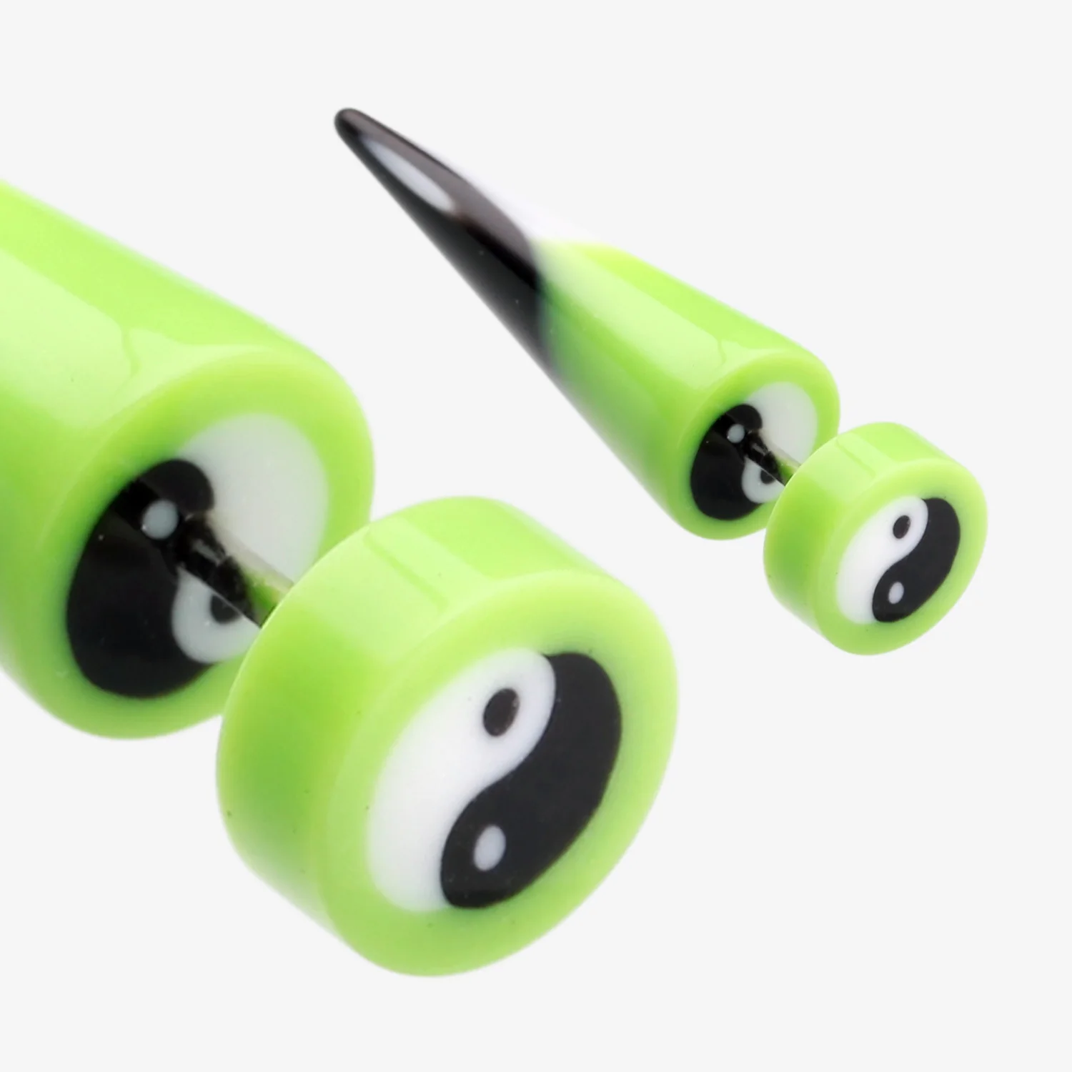 A Pair of Ying Yang Retro UV Acrylic Faux Taper Earring* - Image 2